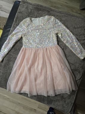 Cat & Jack Iridescent Sequin Party Top in White